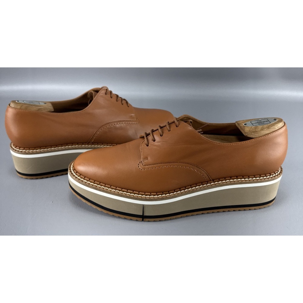 Clergerie Womens Double Gold Brown Platform Brook Leather Oxford Shoes 41 / 10
